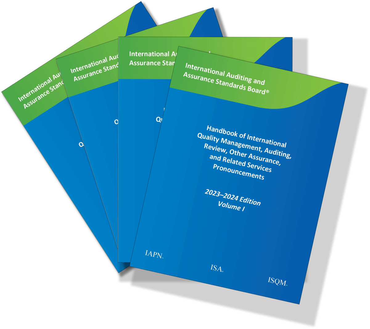Image of IAASB 2023-2024 handbook covers for four volumes