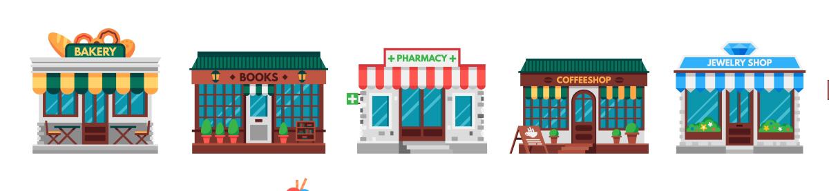 Illustration of a row of small businesses