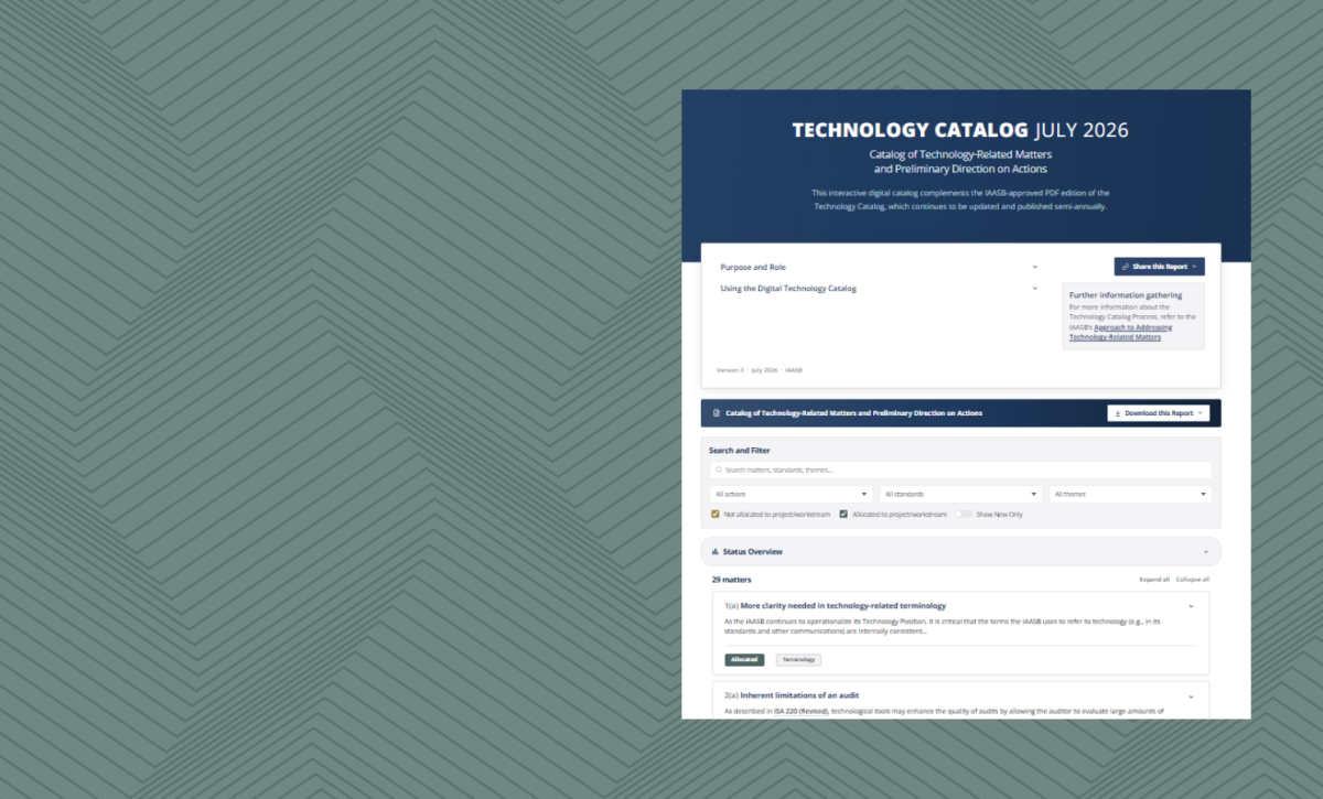Screengrab of the IAASB Digital Technology Catalog