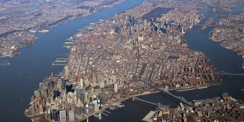 NYC aerial photo of the island of Manhattan