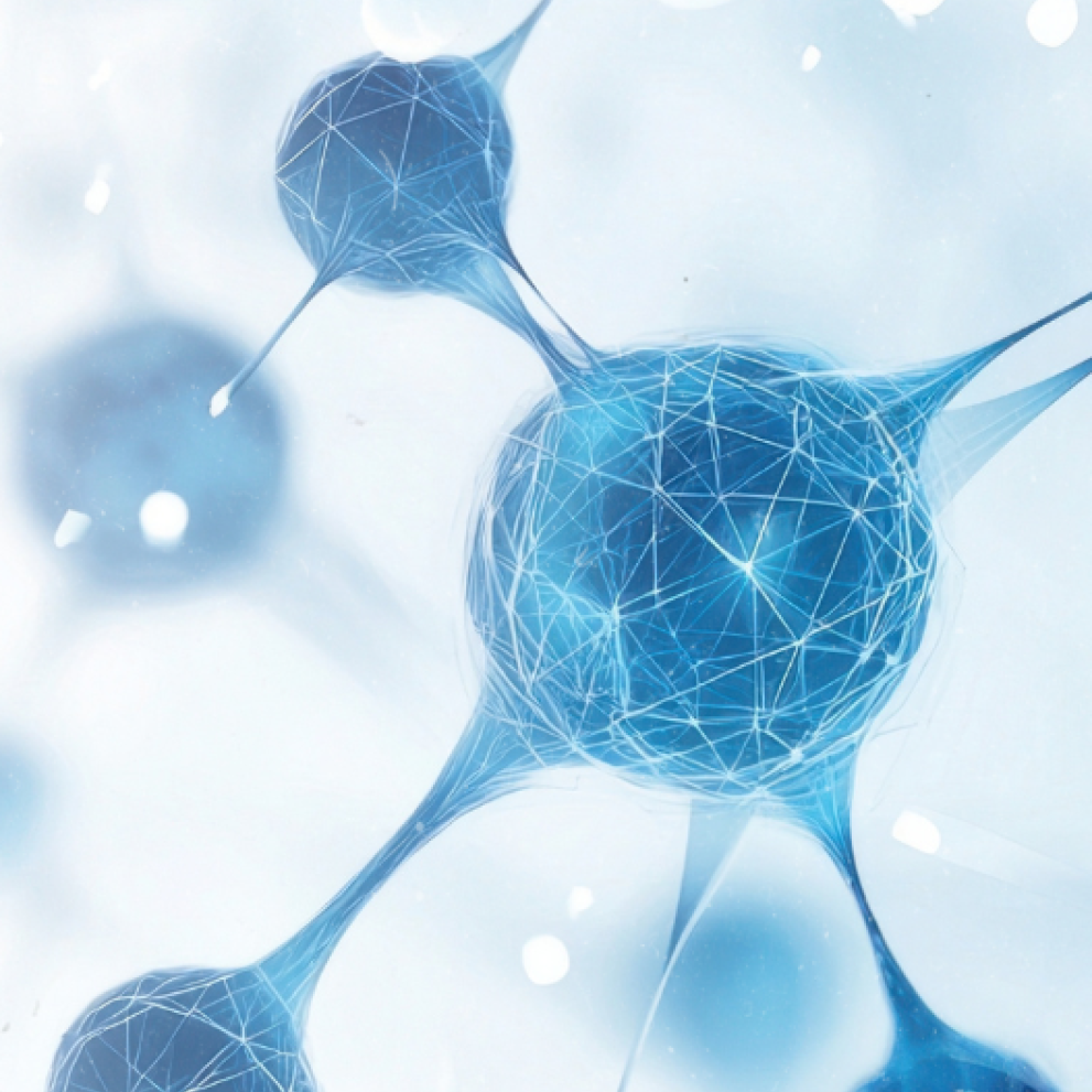 Abstract image of interconnected blue cells