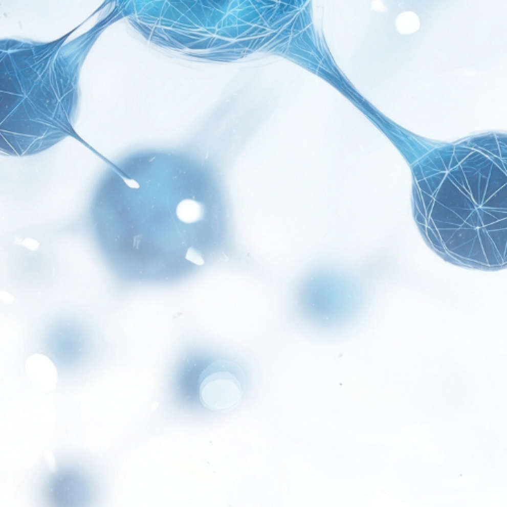 Abstract image of interconnected blue cells