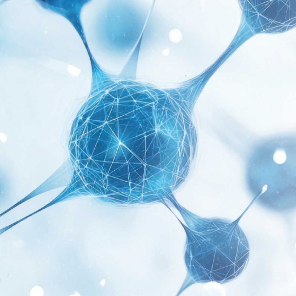 Abstract image of interconnected blue cells