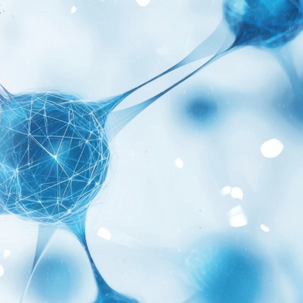 Abstract image of interconnected blue cells