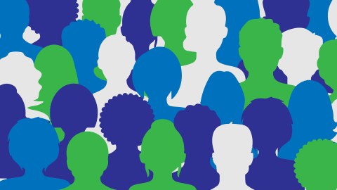 DEI Heads Green Blue and White