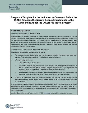 Image of page one of the IAASB Post-Exposure Consultation Response Template