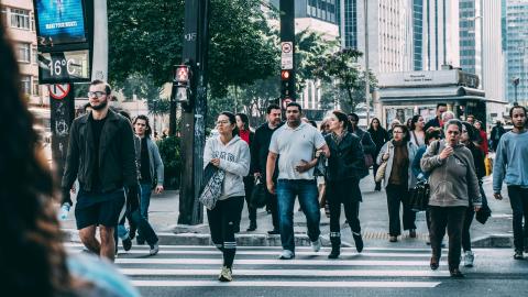 Pedestrians crossing the road