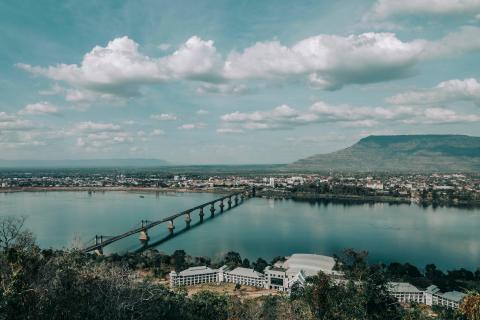 Bridge connecting cities in Laos