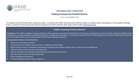 Image of the cover of the IAASB Technology of Catalog of Issues