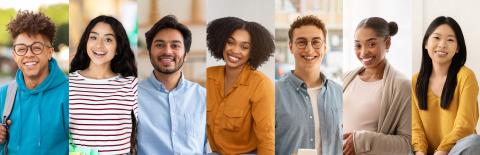 Photos of a diverse group of young adults