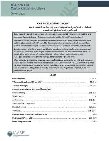 ISA pro LCE Často kladené otázky