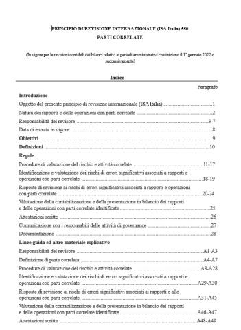 PRINCIPIO DI REVISIONE INTERNAZIONALE (ISA Italia) 550 PARTI CORRELATE