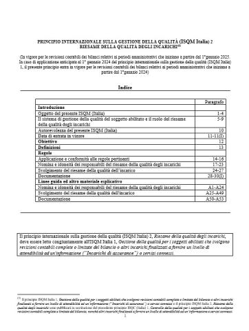 PRINCIPIO INTERNAZIONALE SULLA GESTIONE DELLA QUALITÀ (ISQM Italia) 2 RIESAME DELLA QUALITÀ DEGLI INCARICHI