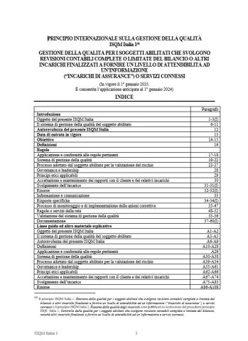 PRINCIPIO INTERNAZIONALE SULLA GESTIONE DELLA QUALITÀ-ISQM Italia 1