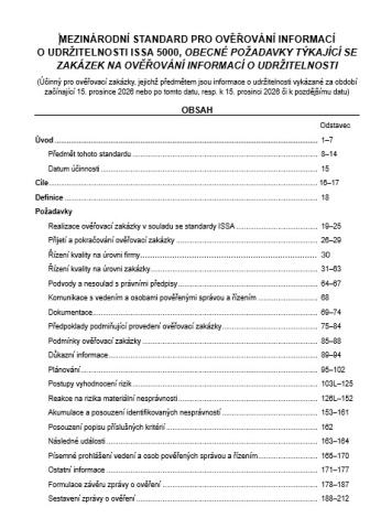 ISSA 5000 Obecné požadavky na ověřovací zakázky týkající se informací o udržitelnosti 