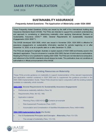 Cover page for IAASB's ISSA 5000 FAQ on Materiality