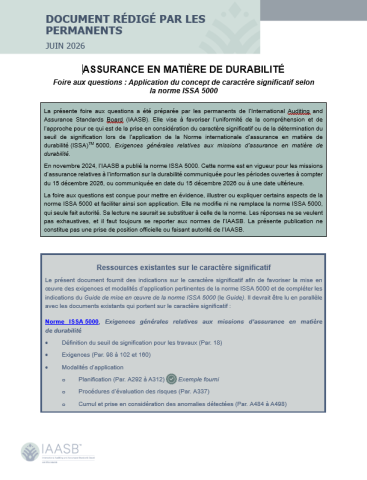 Foire aux questions sur la norme ISSA 5000 : application du concept de caractère significatif