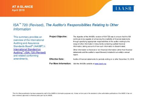 At a Glance: ISA 720 (Revised), The Auditor's