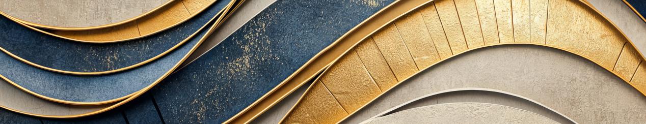 Abstract design in blues, gold, and beige