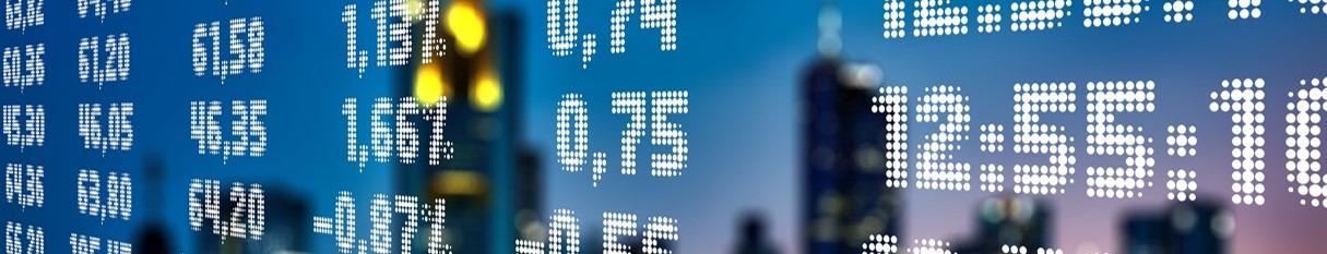 Stock numbers on a digital board